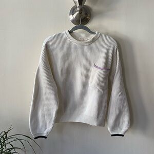 Demylee White Sweater with Purple Accent Design Size Medium